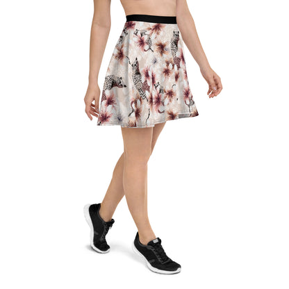 Elegant Cat Silhouette Skater Skirt