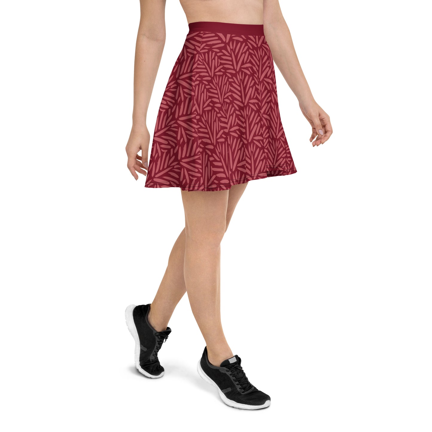Burgundy Leafy Luxe Skater Skirt
