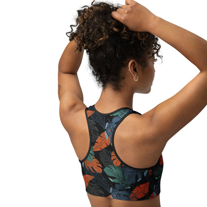 Multicolor Leaf Fusion Sports Bra