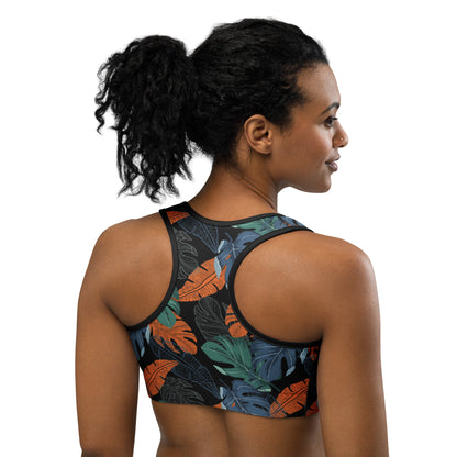 Multicolor Leaf Fusion Sports Bra