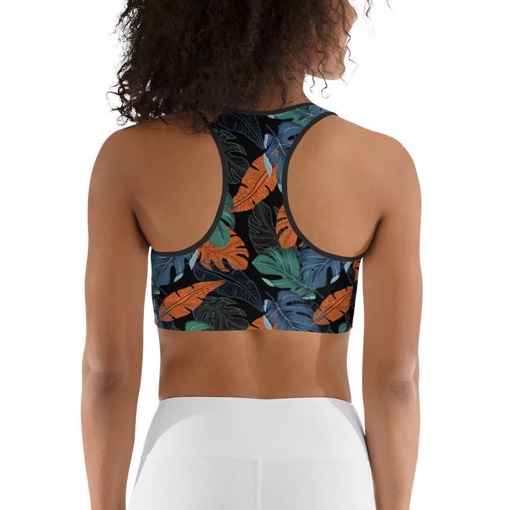 Multicolor Leaf Fusion Sports Bra