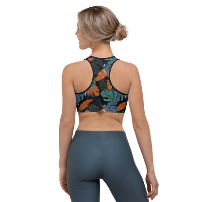 Multicolor Leaf Fusion Sports Bra