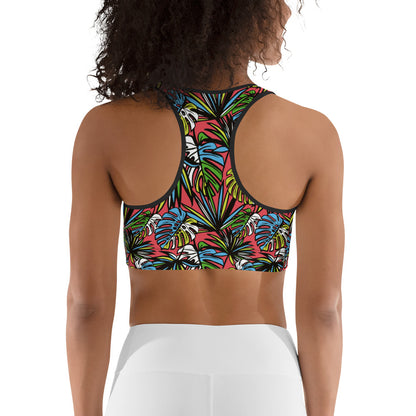 Multicolored Leafy Mix Sports Bra