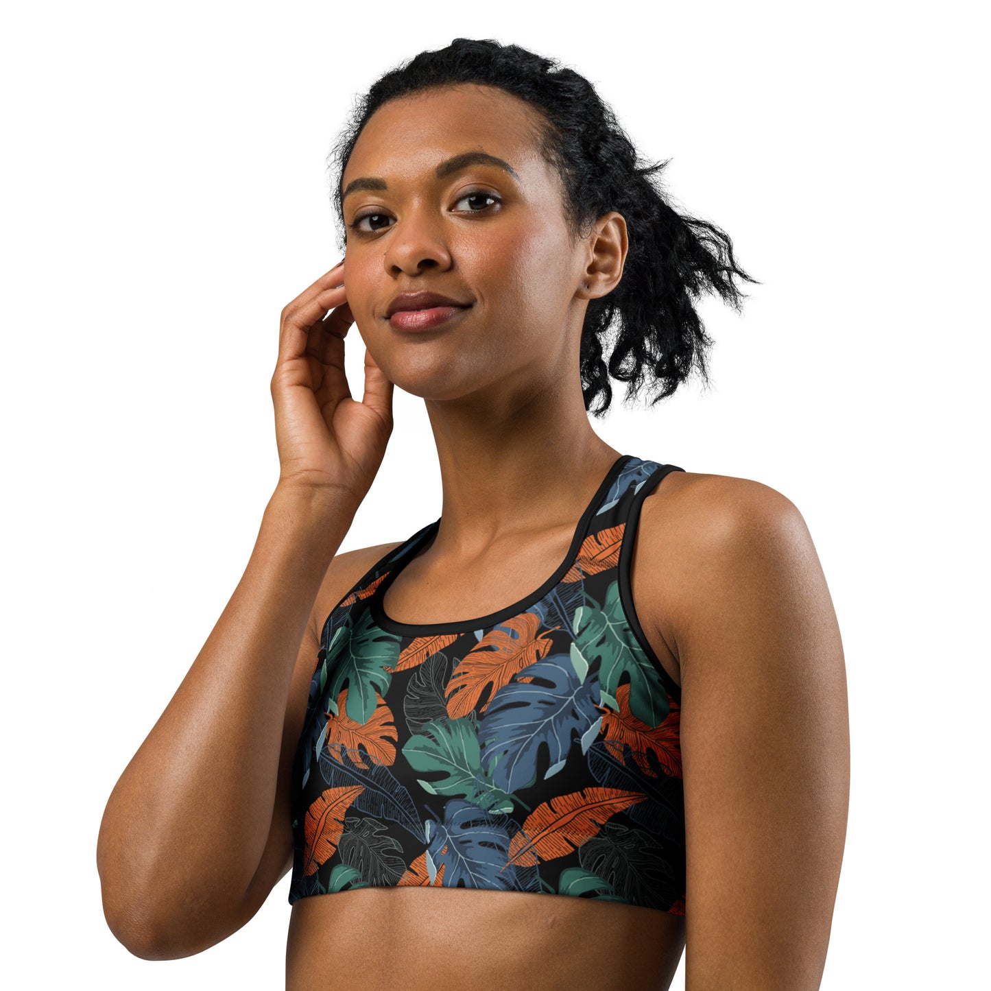 Multicolor Leaf Fusion Sports Bra