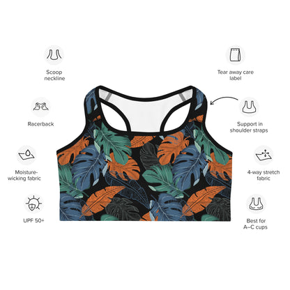 Multicolor Leaf Fusion Sports Bra