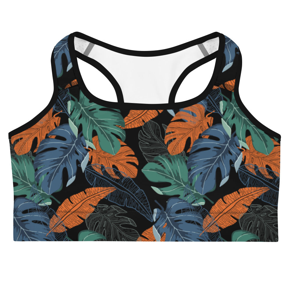 Multicolor Leaf Fusion Sports Bra