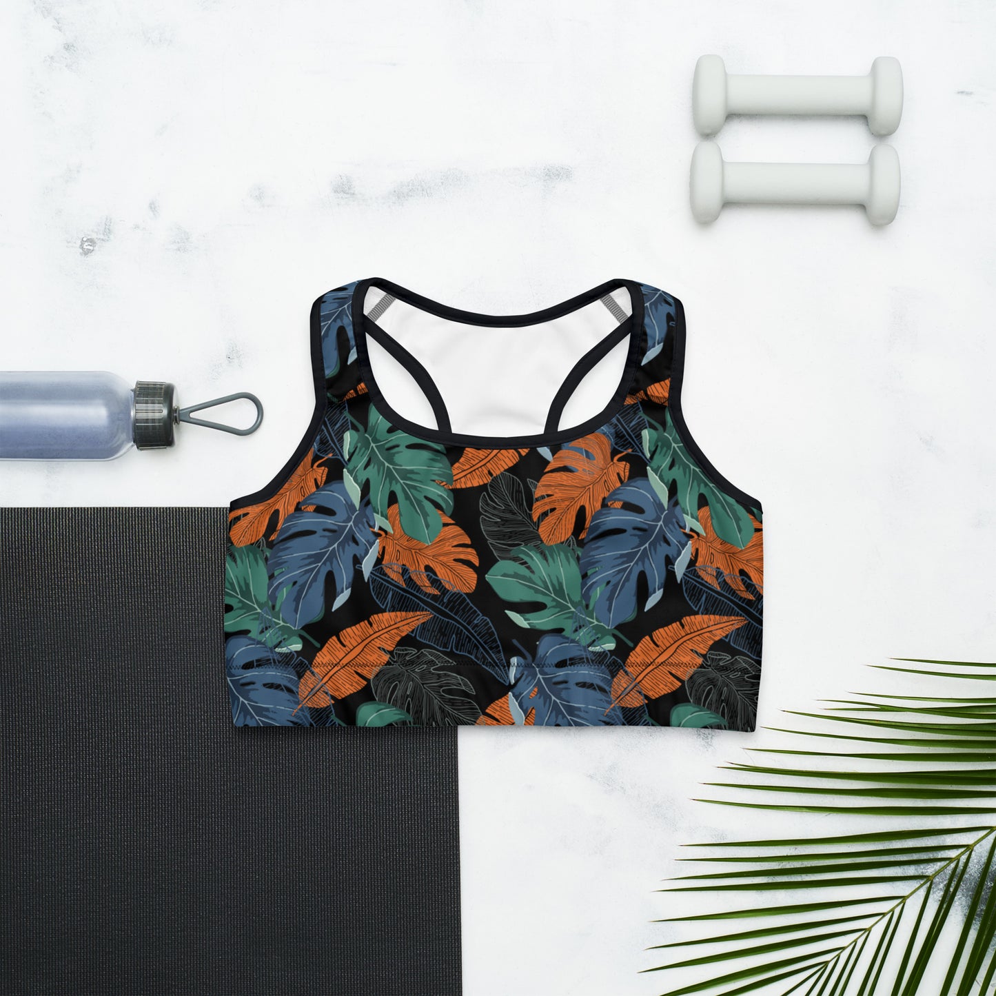 Multicolor Leaf Fusion Sports Bra