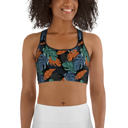 Multicolor Leaf Fusion Sports Bra