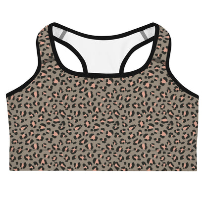 Grey Leopard Flex Sports Bra