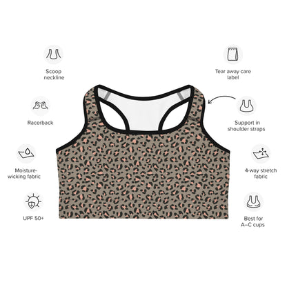 Grey Leopard Flex Sports Bra