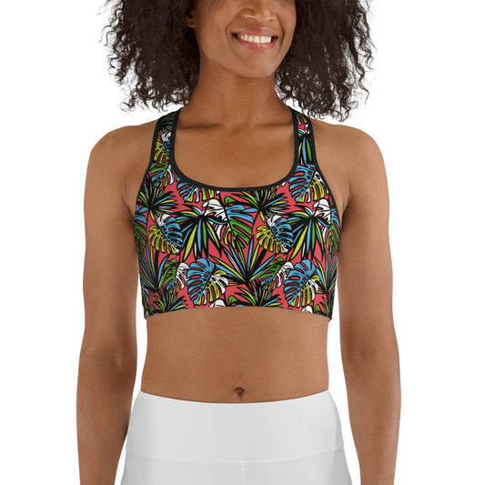 Multicolored Leafy Mix Sports Bra