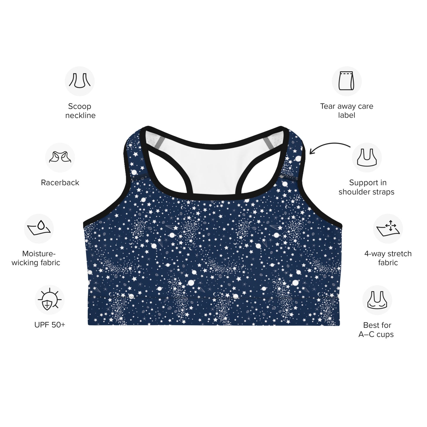 Starry Night Blue Sports Bra