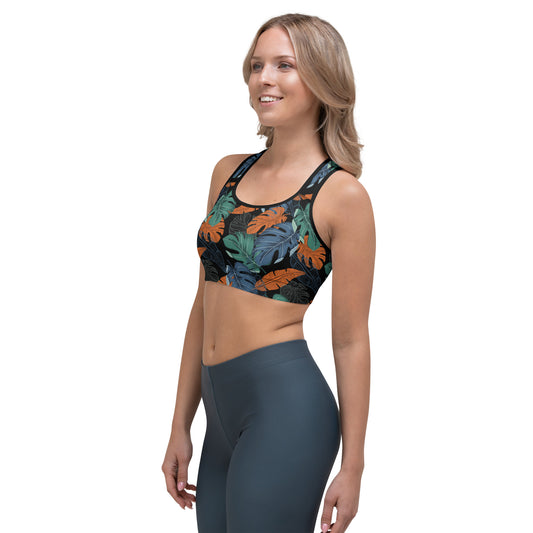 Multicolor Leaf Fusion Sports Bra