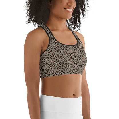 Grey Leopard Flex Sports Bra