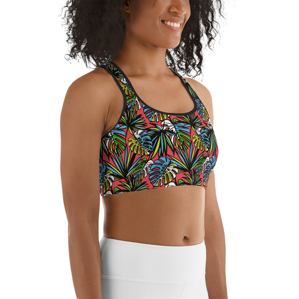 Multicolored Leafy Mix Sports Bra