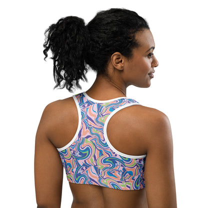 Marble Wave Sports Bra