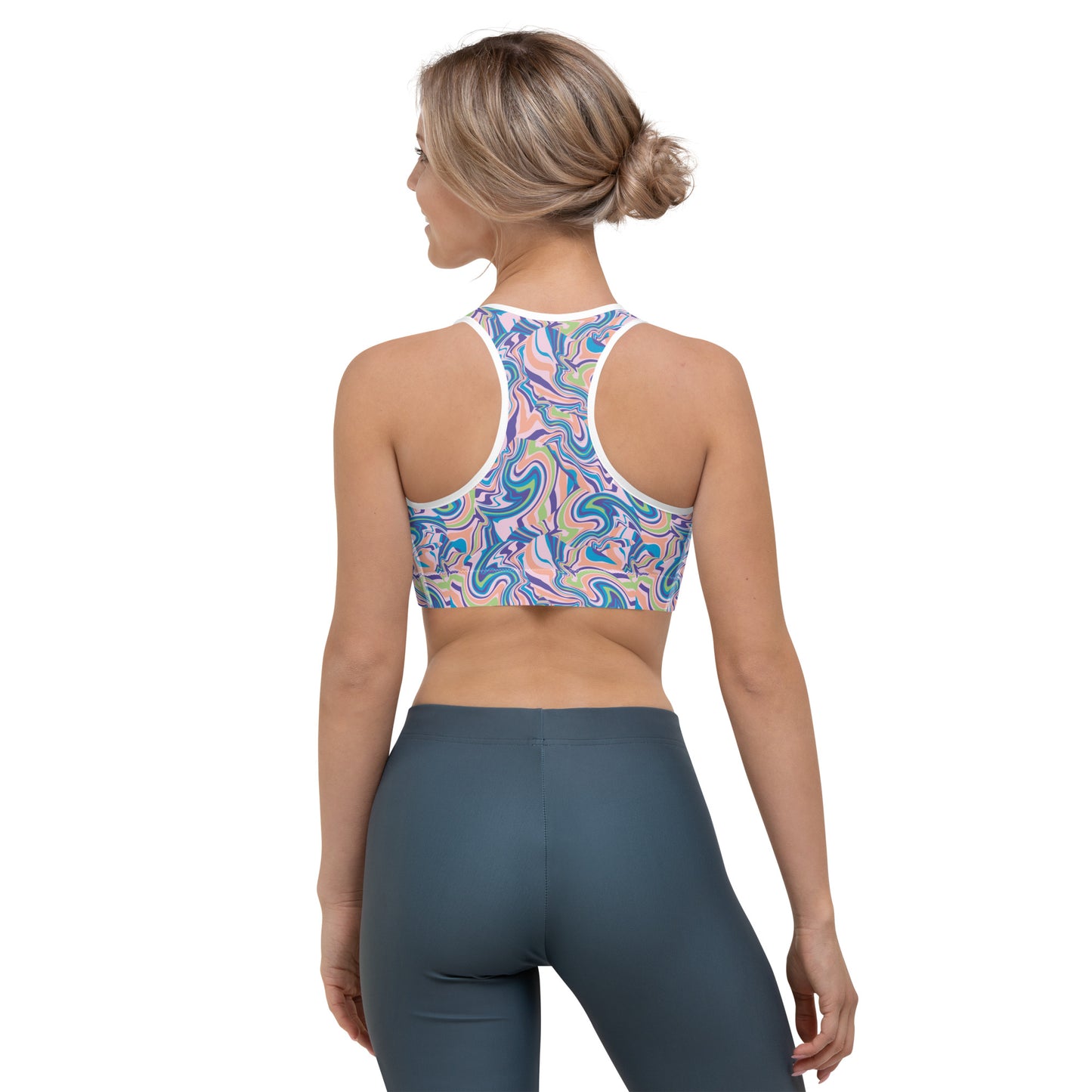 Marble Wave Sports Bra