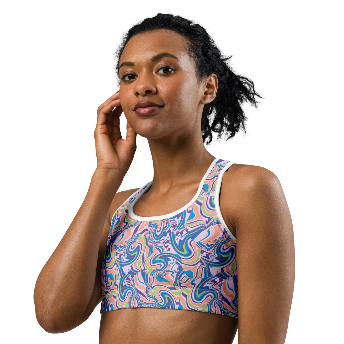 Marble Wave Sports Bra