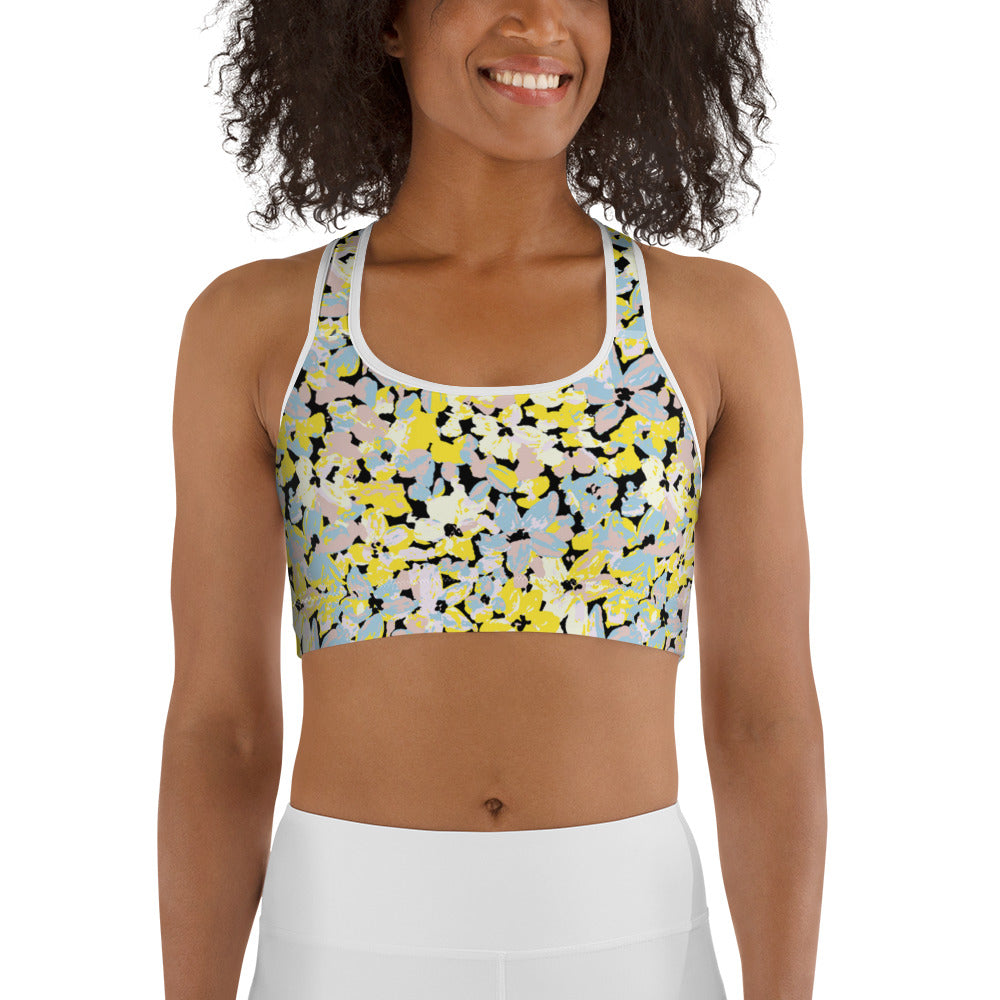 Scattered Floral Pattern Sports Bra