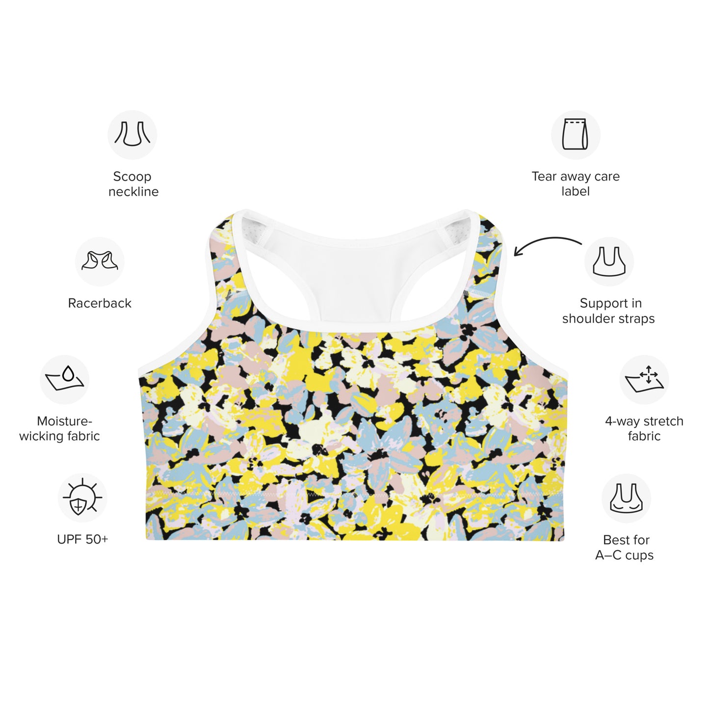 Scattered Floral Pattern Sports Bra