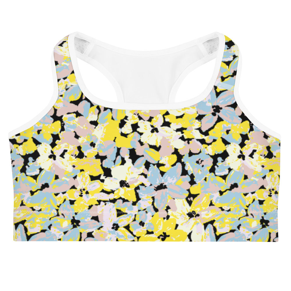 Scattered Floral Pattern Sports Bra