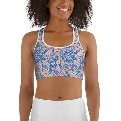 Marble Wave Sports Bra