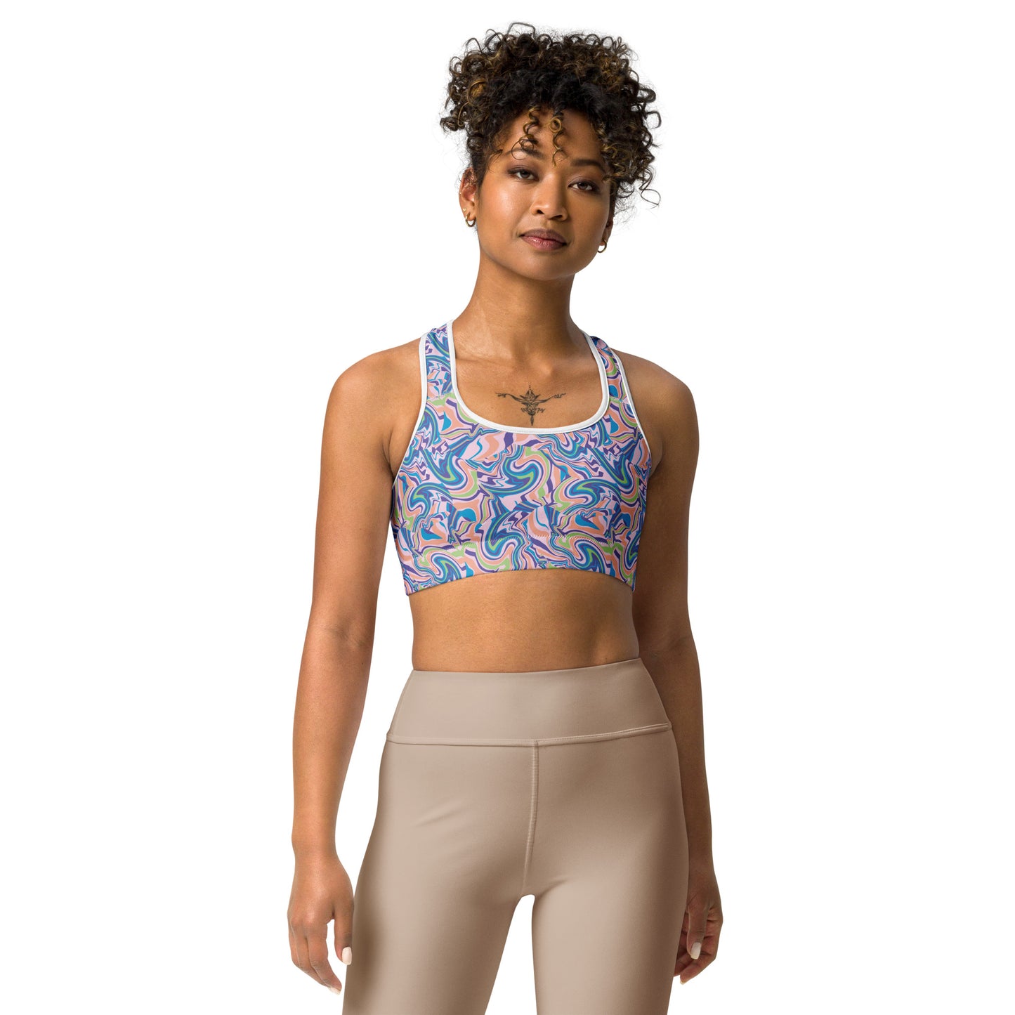 Marble Wave Sports Bra