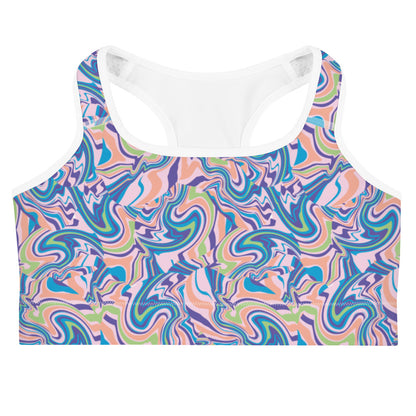 Marble Wave Sports Bra