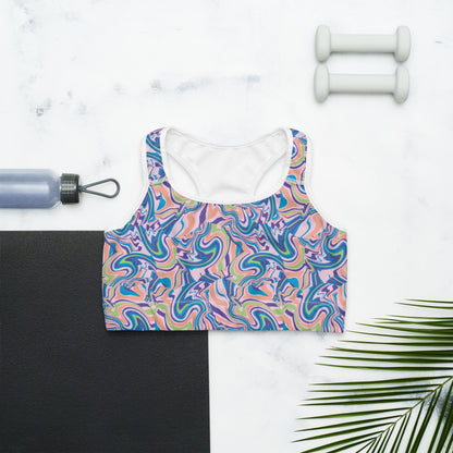 Marble Wave Sports Bra