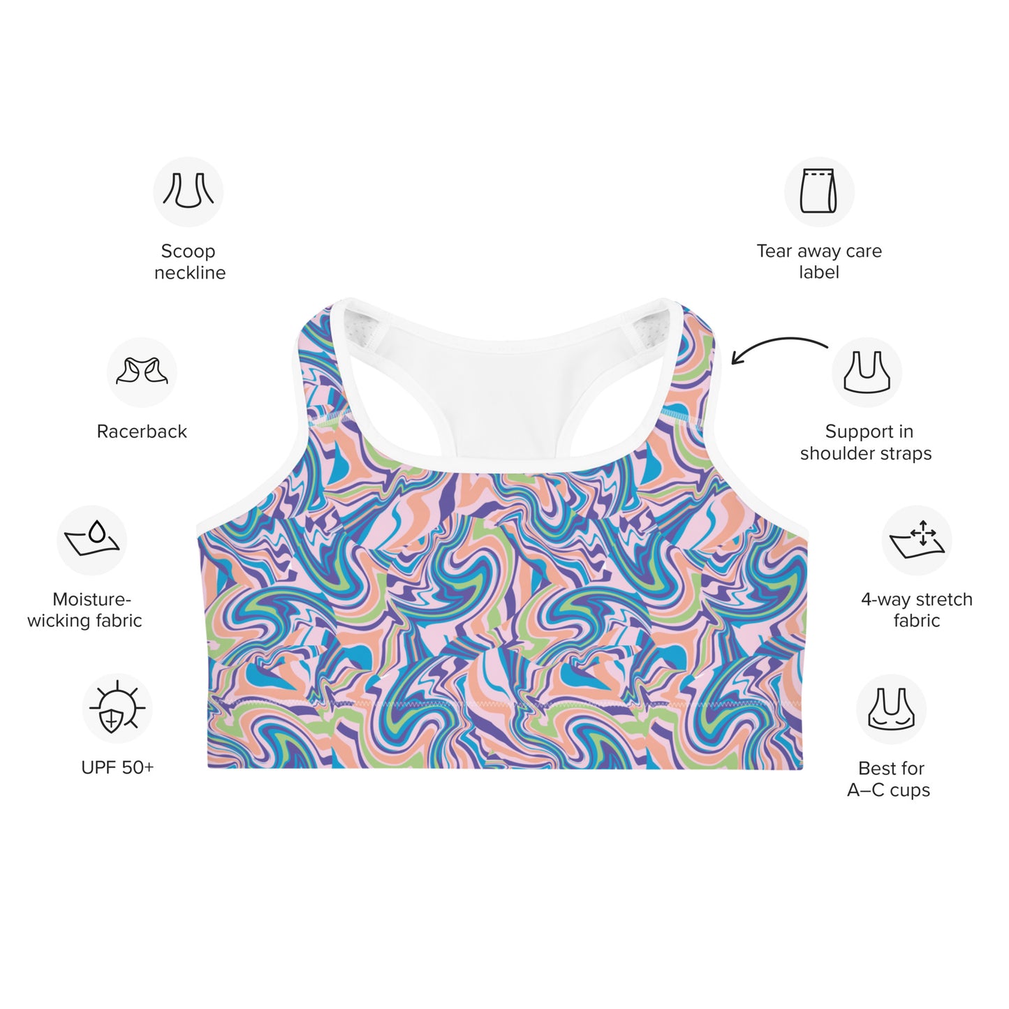 Marble Wave Sports Bra