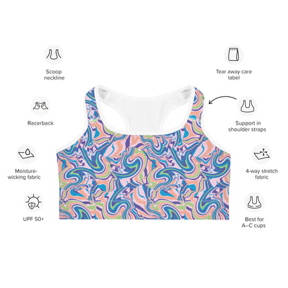 Marble Wave Sports Bra