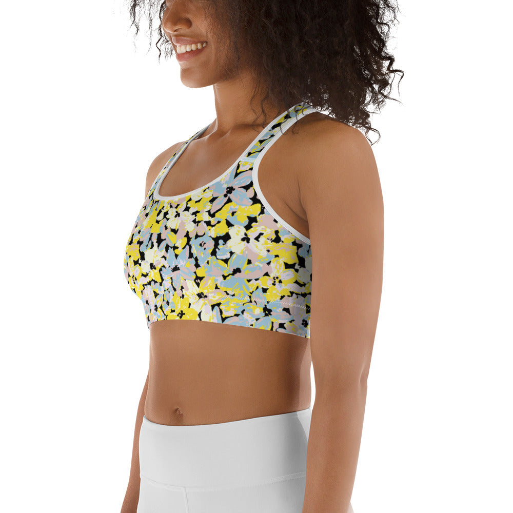 Scattered Floral Pattern Sports Bra