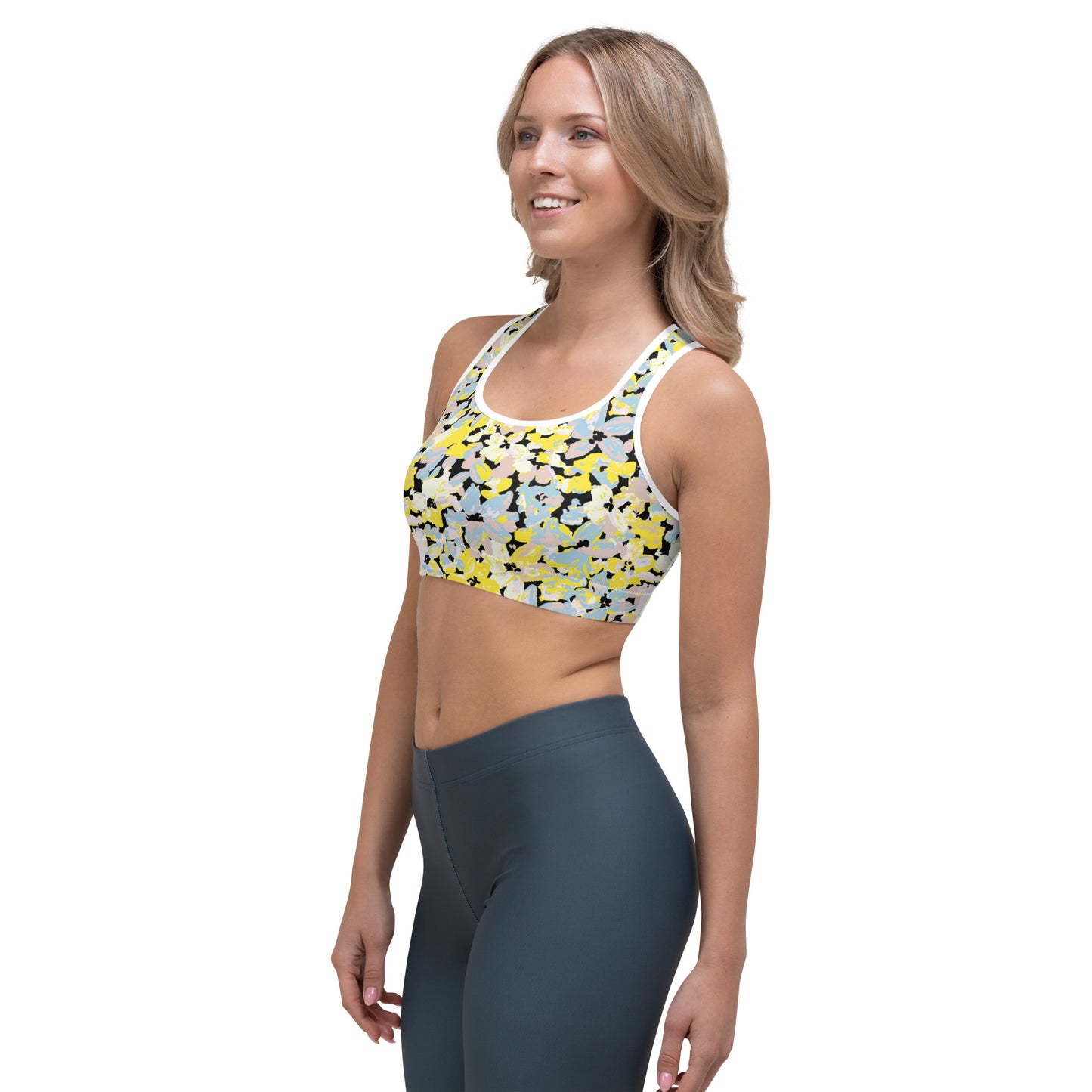 Scattered Floral Pattern Sports Bra