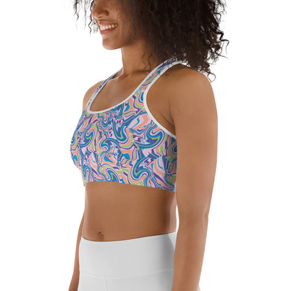 Marble Wave Sports Bra