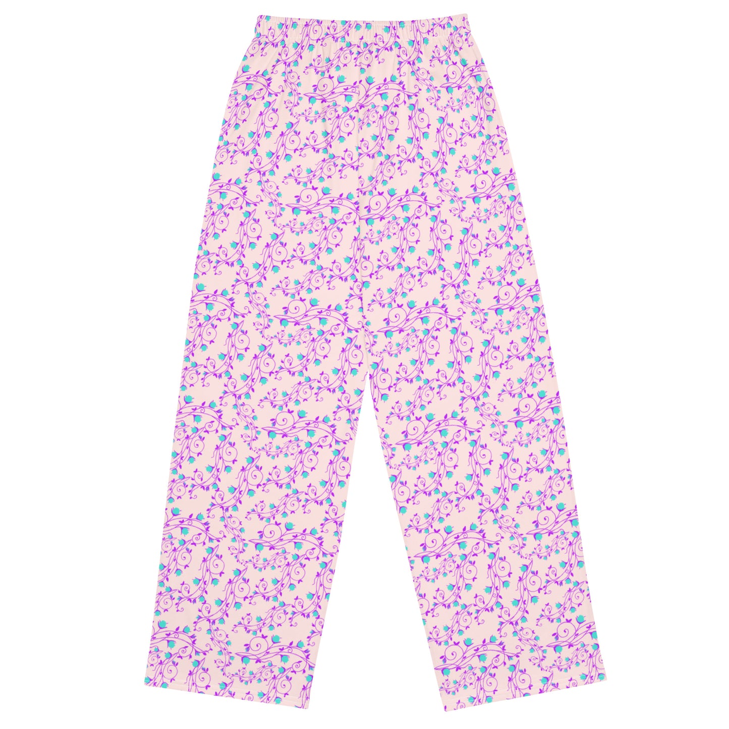 Misty Rose Floral Print Wide Leg Pants