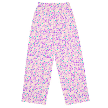 Misty Rose Floral Print Wide Leg Pants