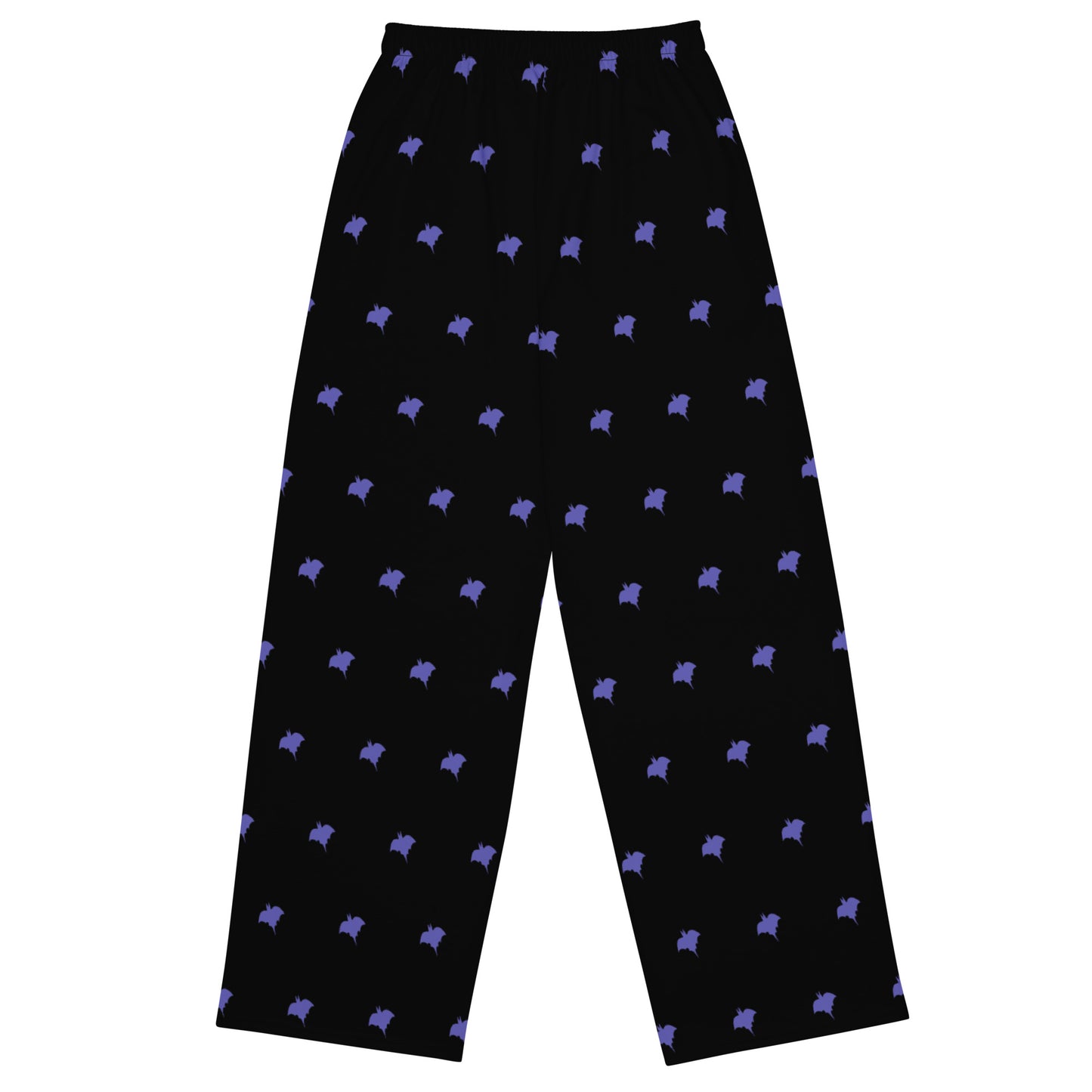 Black Bat Pattern Wide-Leg Pants