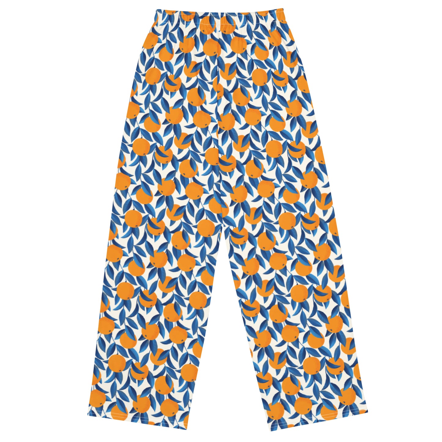 Leafy Orange Party Wide-Leg Pants