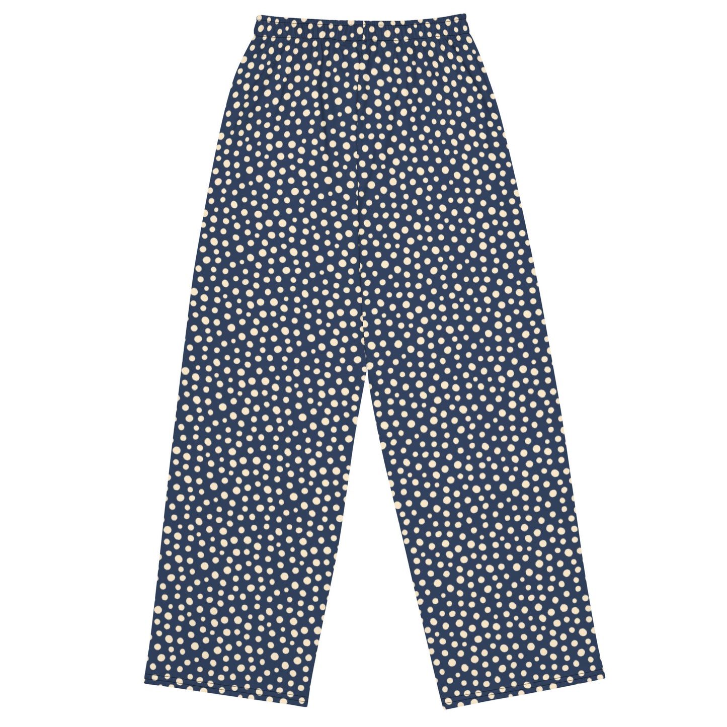 Polka Dot Blue Wide-Leg Pants