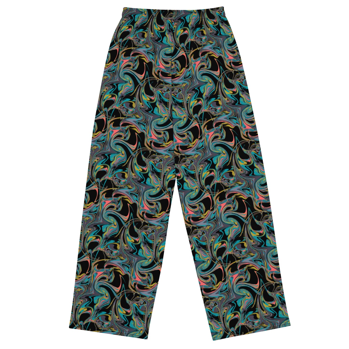 Marble Fusion Print Wide-Leg Pants