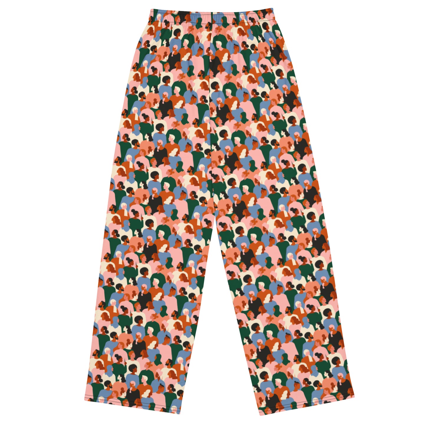 People Poster Patterned Wide-Leg Pants