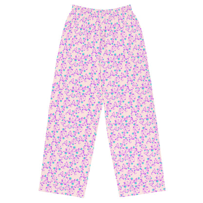 Misty Rose Floral Print Wide Leg Pants