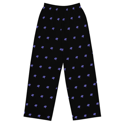 Black Bat Pattern Wide-Leg Pants