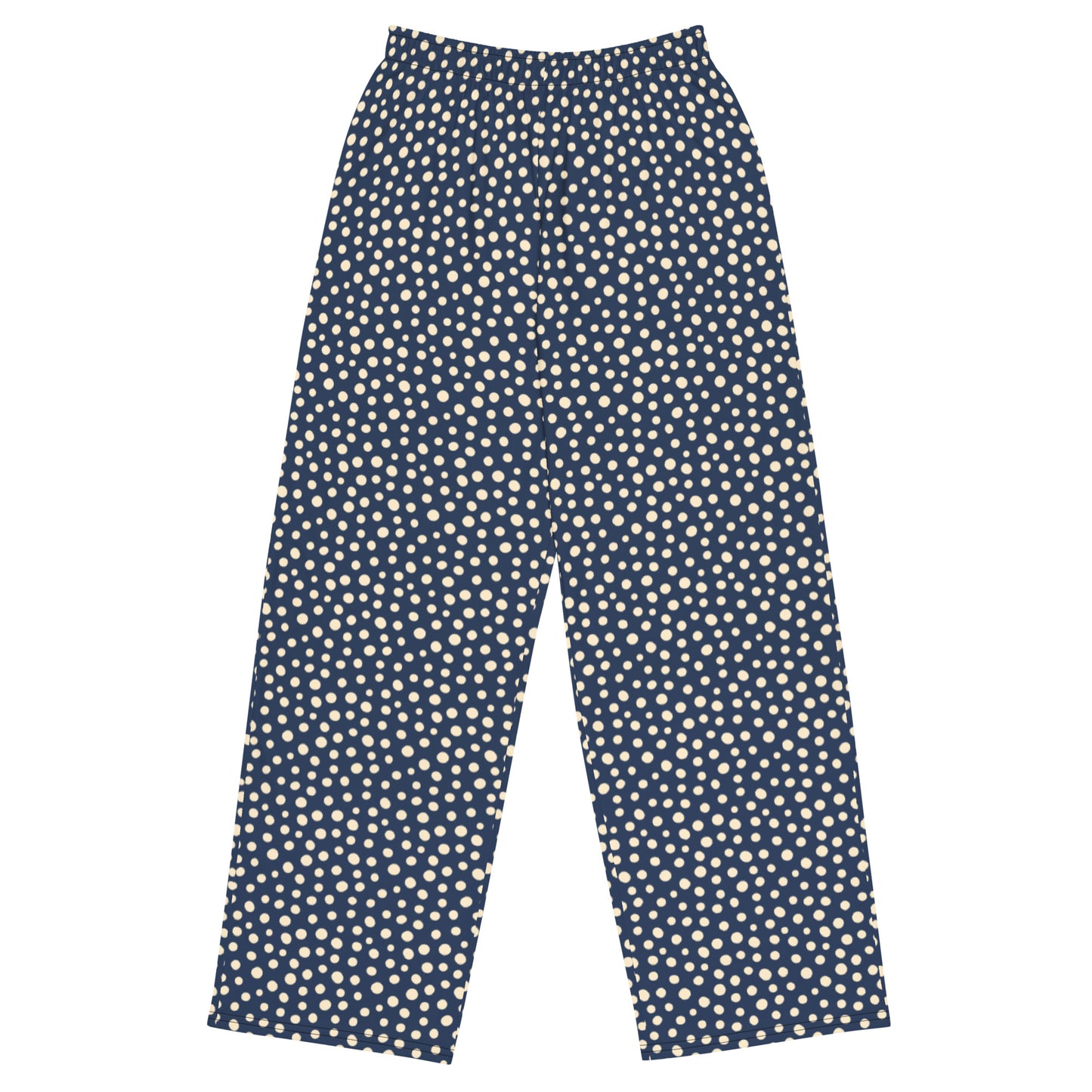 Polka Dot Blue Wide-Leg Pants