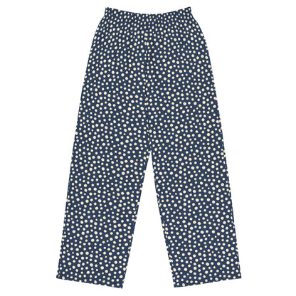 Polka Dot Blue Wide-Leg Pants