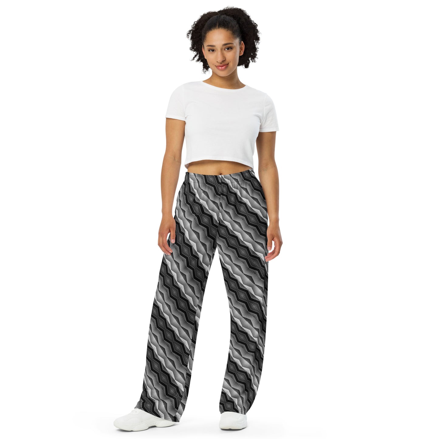 Checkered Style Patterned Wide-Leg Pants