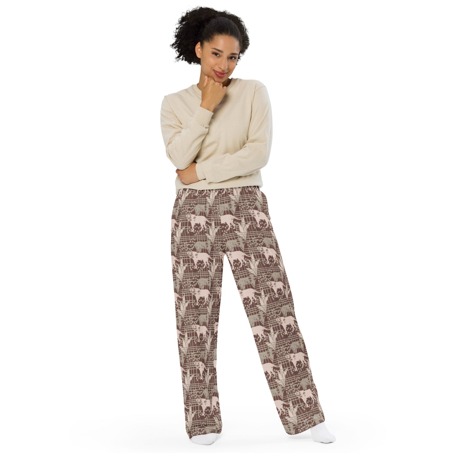 Funky Animal Print Wide-Leg Pants