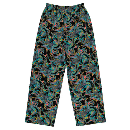 Marble Fusion Print Wide-Leg Pants