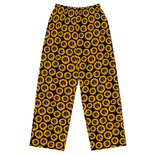 Floral Glam Yellow Wide-Leg Pants