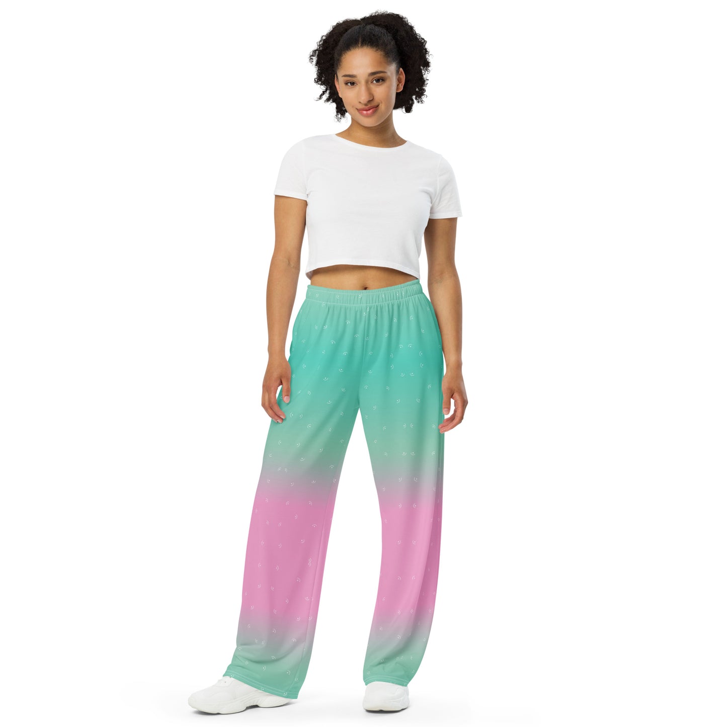 Semi Circle Color Fusion Wide Leg Pants